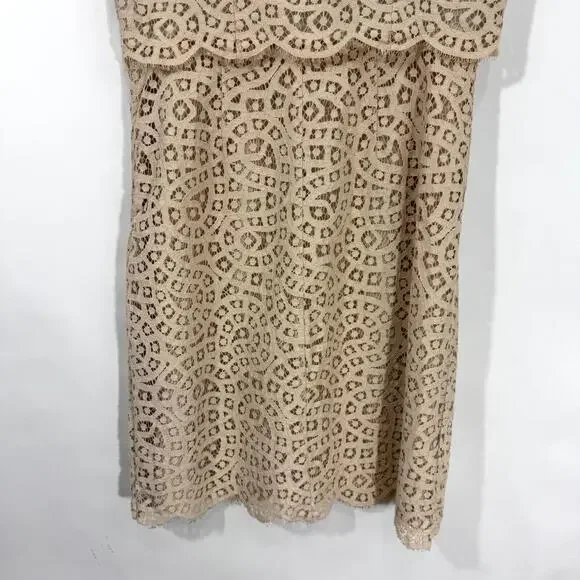 J. Crew Women’s Size 4 Small Cream Beige Lace Overlay Sleeveless Mini Dress - Picture 9 of 9